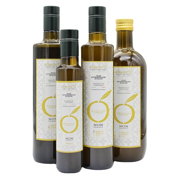 Olio extravergine di oliva non filtrato in vetro